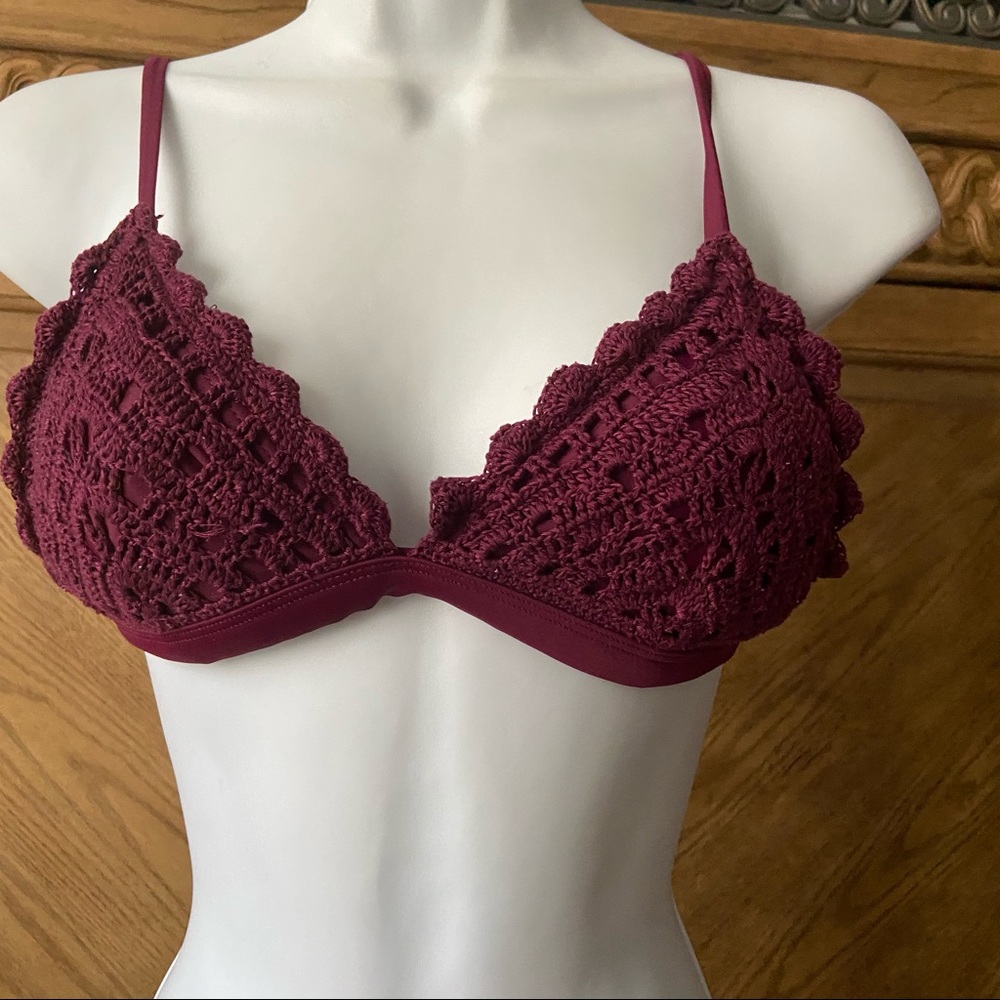 Xhilaration Burgundy crochet bikini top